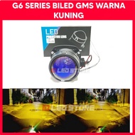 GMS BILED 2.5 INCH LED HEADLIGHT YELLOW LIGHT G6 SERIES BLUE LENS 55 WATT