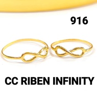 Wing Sing Cincin Reben Infinity Padu Licin Bajet Tulen Emas 916 / 916 Gold Ribbon Infinity Ring