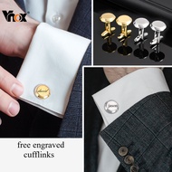 Vnox Customizable Engraving Square Round Brushed Cufflinks for Men,Gold Plated Non Tarnish Cufflinks