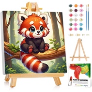 Reivworl Paint by Numbers Kit for Kids with Frame and Easel, Raccoon Paint by Number for Kids Age 6-