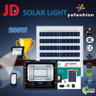 200W LED SMD 391 ดวง ใช้พลังงานแสงอาทิตย์ 100% JD-8200 โคมไฟโซล่าเซลล์ ไฟสว่างทั้งคืน พร้อมรีโมท Solar Light LED โคมไฟสปอร์ตไลท์ หลอดไฟโซล่าเซล