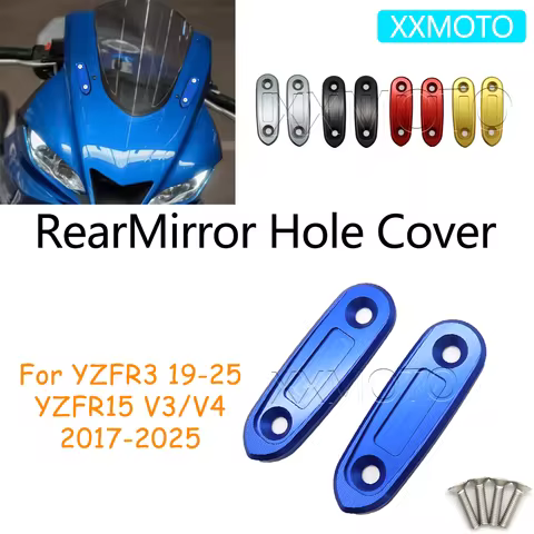 For YAMAHA YZFR3 YZFR15 V3 V4 YZF-R3 YZF R3 R15 Motorcycle Mirror Cover Rear Mirror Hole Cover Rearv