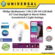 [SG SHOP SELLER] Philips MyMoments 7.5W/2.5W/1W LED Bulb E27 Cool Daylight &amp; Warm White SceneSwitch 3 Light Settings