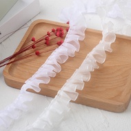 5m Chiffon Ruffles Pleated Gathered Mesh Lace Trim Multicolor Terylene Ribbon Handmade Craft Fluffy 