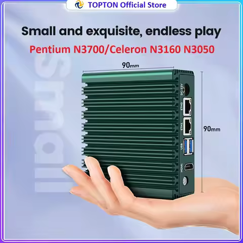 Topton X86 Fanless Pocket Mini PC Pentium N3700 Celeron N3160 N3050 Dual Lan 2xUSB3.0 Low Power Indu
