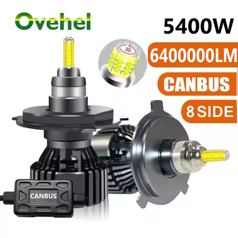 OVEHEL Car Headlight Bulb H7 LED H4 H11 6400000LM 5400W Canbus LED H8 HB4 HB3 9005 9006 D1S D2S H1 L