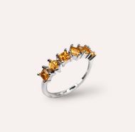 AND 錳鋁榴石 橘色 黃色 方形 3mm 戒指 和諧系列 Tetris 天然寶