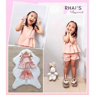 RHAI'S APPAREL Girls Casual Terno Set Cute Blouse with Short / Skort (Size 8T for 7-8 yo kid)