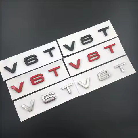 3d Metal Black V8T Logo V6T Emblem Letters Car Fender Badge For S6 C7 S7 V8T Q5 A6 A4 S5 SQ5 S4 C7 V