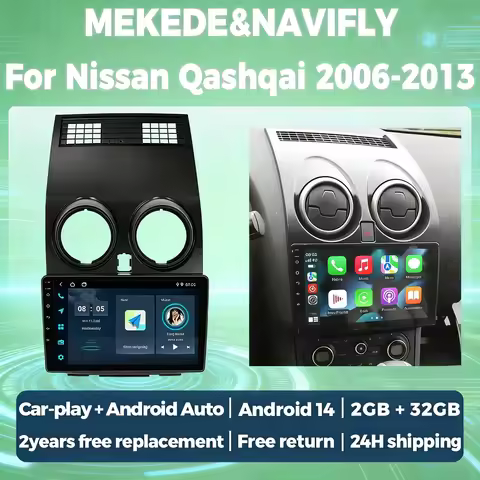 9 Inch 2 Din Car Radio Stereo For Nissan Qashqai J10 2006-2013 Wireless Carplay Android Auto Multime