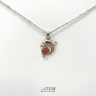 海豚抱球項鍊 定情/愛情/送禮/木目金/瑪瑙