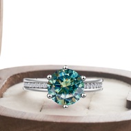 Premium Lab Created 3ct 9mm Moissanite Silver Ring Elegant High Quality Simulated Diamond Female Dat