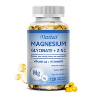 Daitea Magnesium Glycinate + Zinc Supplement - with Vitamin D3 and B6 - Together To Support Bones, M