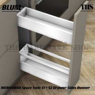 BLUM MERIVOBOX Space Twin S1 + S2 Drawer Sider Runner （Silk White &amp; Orion Grey）-Size 450mm &amp; 500mm