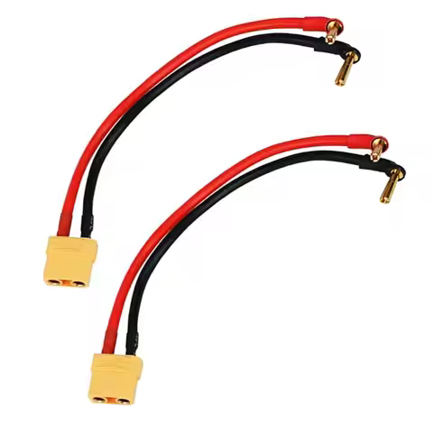 1/2Pcs 90° 4.0mm 18mm Gold Plated Connector to XT90 Female Plug Adapter Charge Lead Cable 12awg 10cm