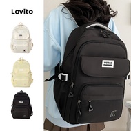 Lovito Casual Backpack Large Capacity School Bag Document And Computer Back To Season Multiple Pocke