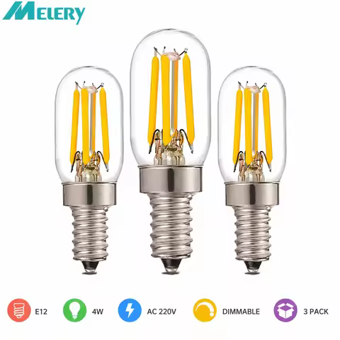 E12 LED Bulb Melery C7 T20 E12 LED Bulb 4W Warm Daylight 5700K Night Light 220V Filament Edison Scre