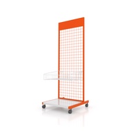 Kefva สแตนโชว์สินค้า มีล้อ รุ่นตะกร้า+แผ่นฐาน ขนาด 60x150 cm ตะแกรงแขวนของขาย ตาข่ายแขวน ชั้นแขวนโชว