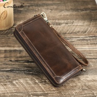 CONTACTS Genuine Leather Clutch Wallet for Men Vintage Oil Leather Long Purse Big Handbag Wallets Z