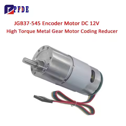 JGB37-545B Micro DC Motor with Encoder All Metal Gear, AB Dual Phase Encoder, Speed Signal Feedback 