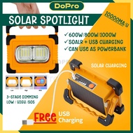 Solar Spotlight 600W/800W/1000W Solar Flood Light Outdoor Portable LED Spotlight Rechargeable Work L