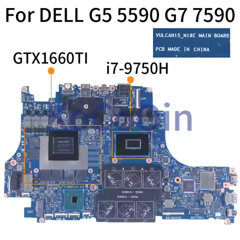 For Dell G5 5590 G7 7590 Notebook Mainboard VULCAN15-N18E SRF6U i7-9750H GTX1660TI 0G17MW Laptop Mot