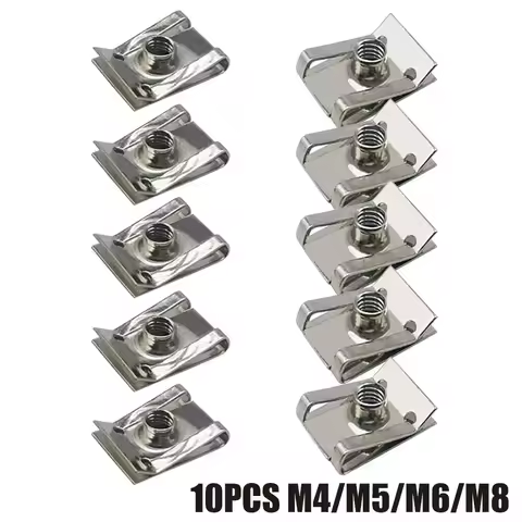 10pcs M8 M6 M5 M4 U Type Clips with Thread 8mm 5mm 6mm 4mm Reed Nuts for Car Motorcycle Scooter ATV 