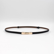 Đai thắt eo da thật bản nhỏ 1cm khóa bấm Aaa Jeans