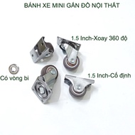 Set of 2 furniture mounting wheels with heavy load capacity up to 30kg, 1.5 inch (38mm) type
