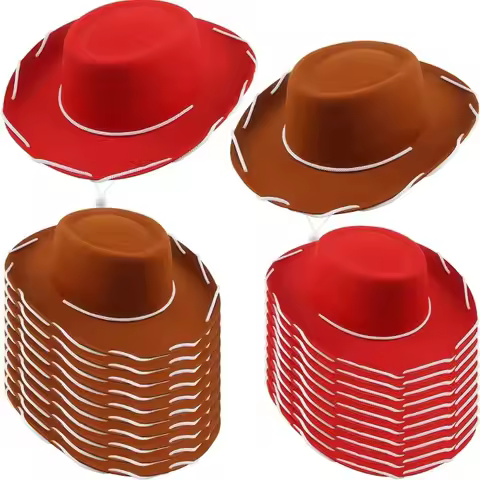 New Brown Red Felt Woody Cowboy Hat for Children Adjustable Western Big Brimmed Cowboy Cap Outdoor S