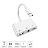OTG Lightning เป็น USB อะแดปเตอร์กล้อง USB HUB 3.5 มม.Type-c to USB+3.5mm+Type-c แจ็คหูฟังอะแดปเตอร์