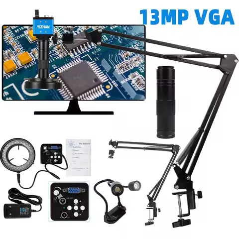 13MP VGA60FPS Digital Microscope For Soldering Repair Jewelry PCB 150X C-Mount Electron Microscope S