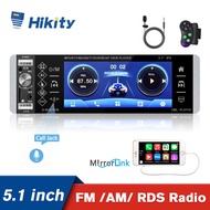 Hikity Car Radio 1 Din Bluetooth Autoradio Stereo Receiver RDS AM FM 4-USB 5.1 Inches MP5 Player Sup