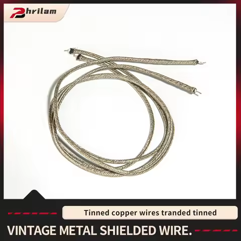 PHRILM Single Core Metal Braided Guitar Vintage Pushback Cable 22AWG, Single Conductor Braided Shiel