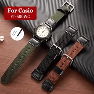 Nylon Leather Watch Band for Casio FT-500WC-3B/5B/1B Forester 19mm for Quartz Watch Strap Women Men 