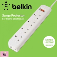 Original BELKIN F9E410SA2M 4 Plug Extension Socket Tel Port Lightning Surge Protector 2 Meter