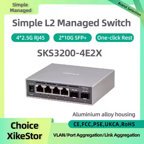 XikeStor New Simple L2 2.5G Managed 4 Ports 2.5G RJ45 & 2 Ports 10G SFP+ Ethernet Support VLAN/ Port