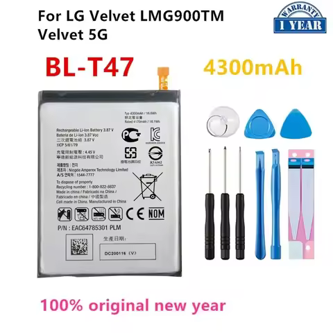 Original BL-T47 4300mAh Battery For LG Velvet LMG900TM Velvet 5G BL T47 G9 Mobile phone Batteries+To