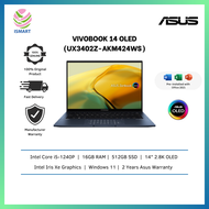 Asus Laptop ZenBook 14 OLED UX3402Z-AKM424WS 14'' 2.8K Ponder Blue ( i5-1240P, 16GB, 512GB SSD, Intel, W11, HS )