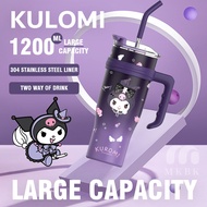 MKBK 1200ML Sanrio Kuromi/Melody Tumbler Cup with Straw Lid Stainless Steel Thermos Bottle Ice Cup T