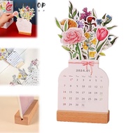 MIOSHOP Bloomy Flowers Desk Calendar, Desk Calendar Office Desk Decor Countdown Calendars, Portable  Year Vase Shaped Gift Desktop Flip Calendar Home