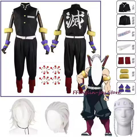 Anime Uzui Tengen Cosplay Costume Black Uniform Halloween Christmas Party Clothes