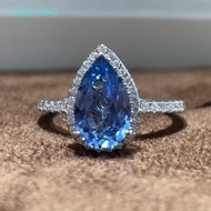 3 CT Pear Cut Lab Grown Aquamarine Sapphire Moissanite Diamond Gemstone 100% 925 Sterling Silver Wed