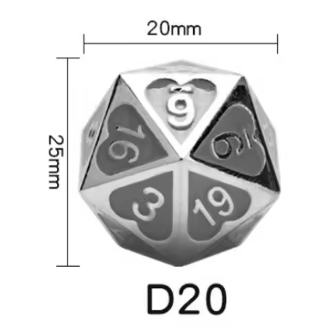 Metal Dice Set for DND Tabletop RPG Role Playing Team Board Game Entertainment Tool Dice 7pc Heart D