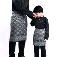 🔥HOT SELLING🔥 Sampin Sedondon songket hitam sulam silver Men/Kidz/Baby Black Samping Baju Raya 2024 