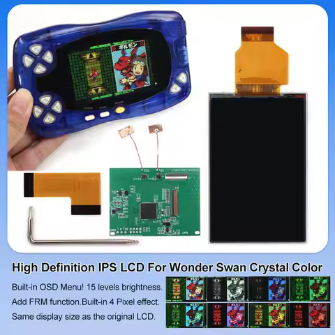 Newest WSCC Retro Pixel HD IPS Backlight LCD Screen Display For Bandai WonderSwan Crystal Color For 