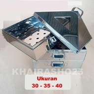 Klakat Steamer kukusan 3 susun stainless ukuran 30X30 35x35 40x40 cm pack kayu