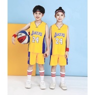 Kids Boys Girls Clothes 2pcs Set Sleeveless V-Neck Tshirt+Shorts Lakers No.24 Basketball Children Cl