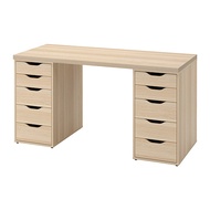 LAGKAPTEN/ALEX 書桌/工作桌, 染白橡木紋, 140x60 公分