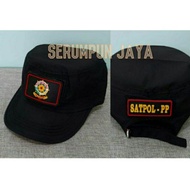 TOPI KOMANDO SATPOL PP - TOPI SATPOL PP - TOPI KOMANDO SATPOL PP 2 PATCH HITAM